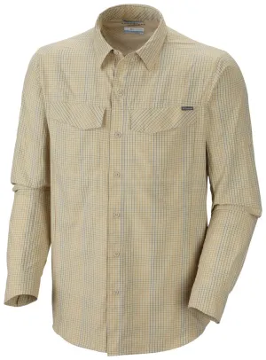Columbia Men White Silver Ridge Plaid Long Sleeve Shirt (Sun Protection) CompactPackableDesign