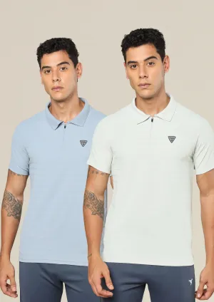 Urban Style Layered Style Men Self Design Regular Fit Combo of 2 Polo T-shirt