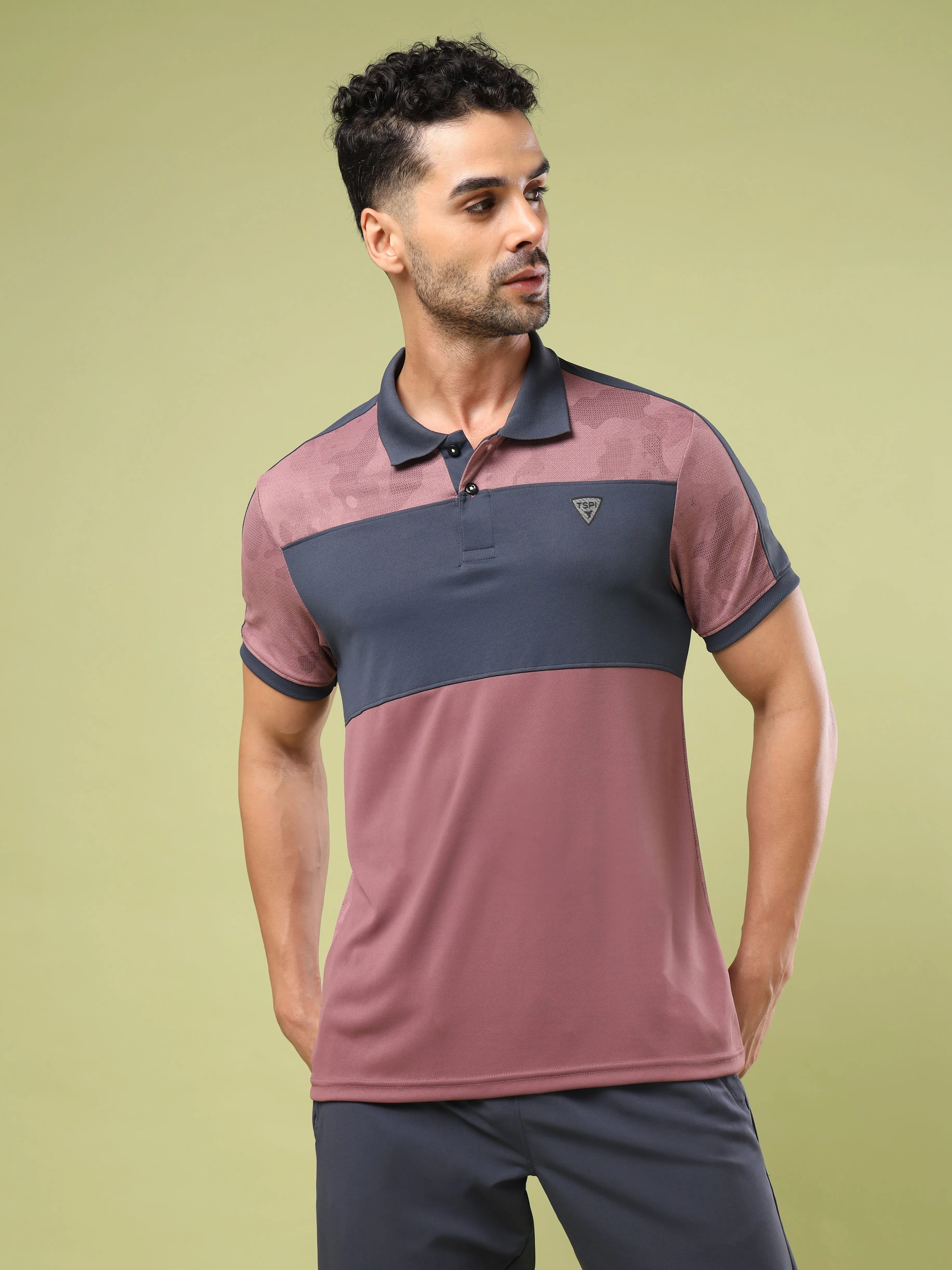 Comfortable Choice Outdoor Fashion Men Colorblock Slim Fit Polo Sports T-shirt with DOUBLE COOL