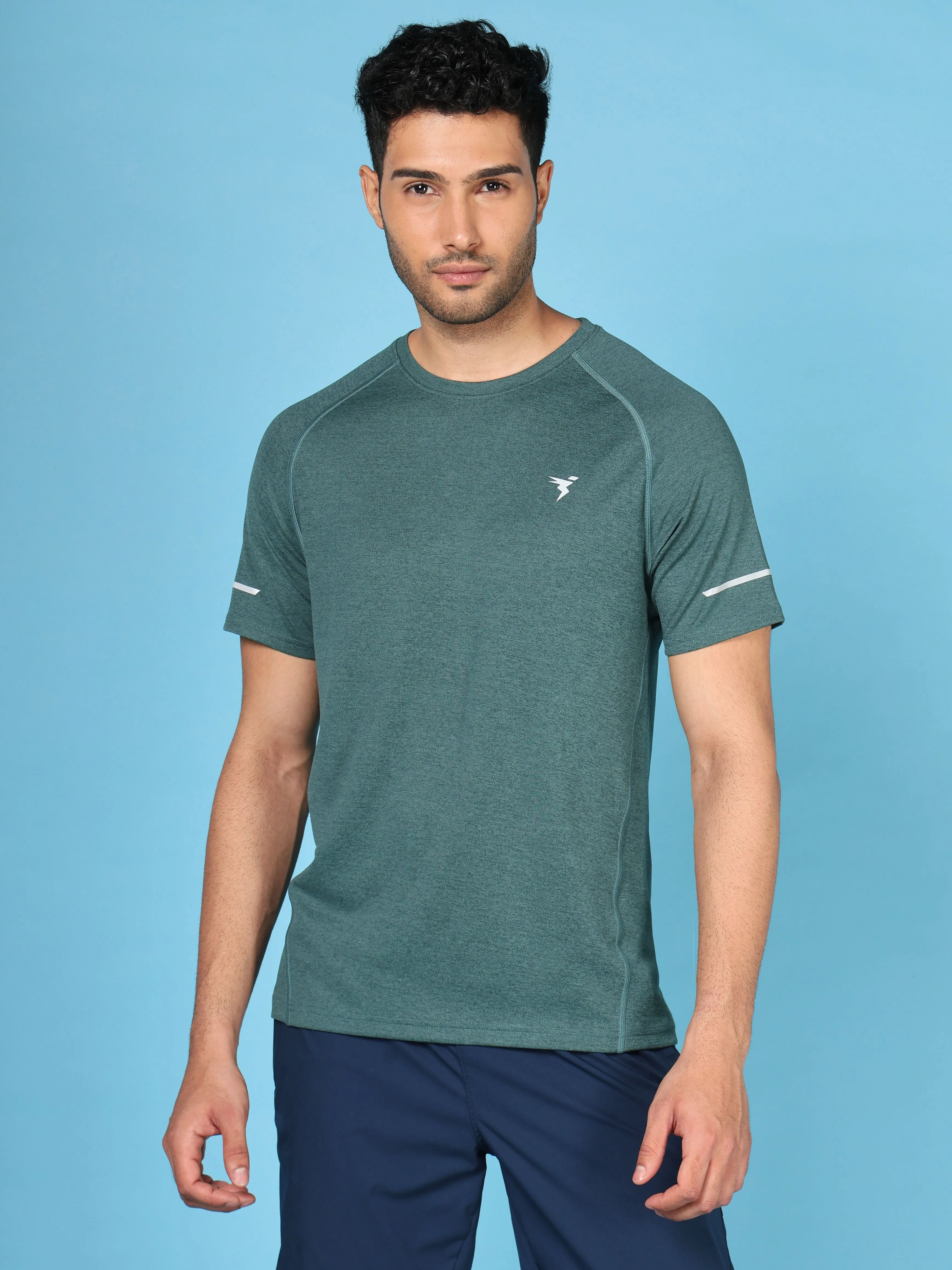 Men Melange Slim Fit Crew Neck T-shirt with MELANGE Comfy Fit Layer