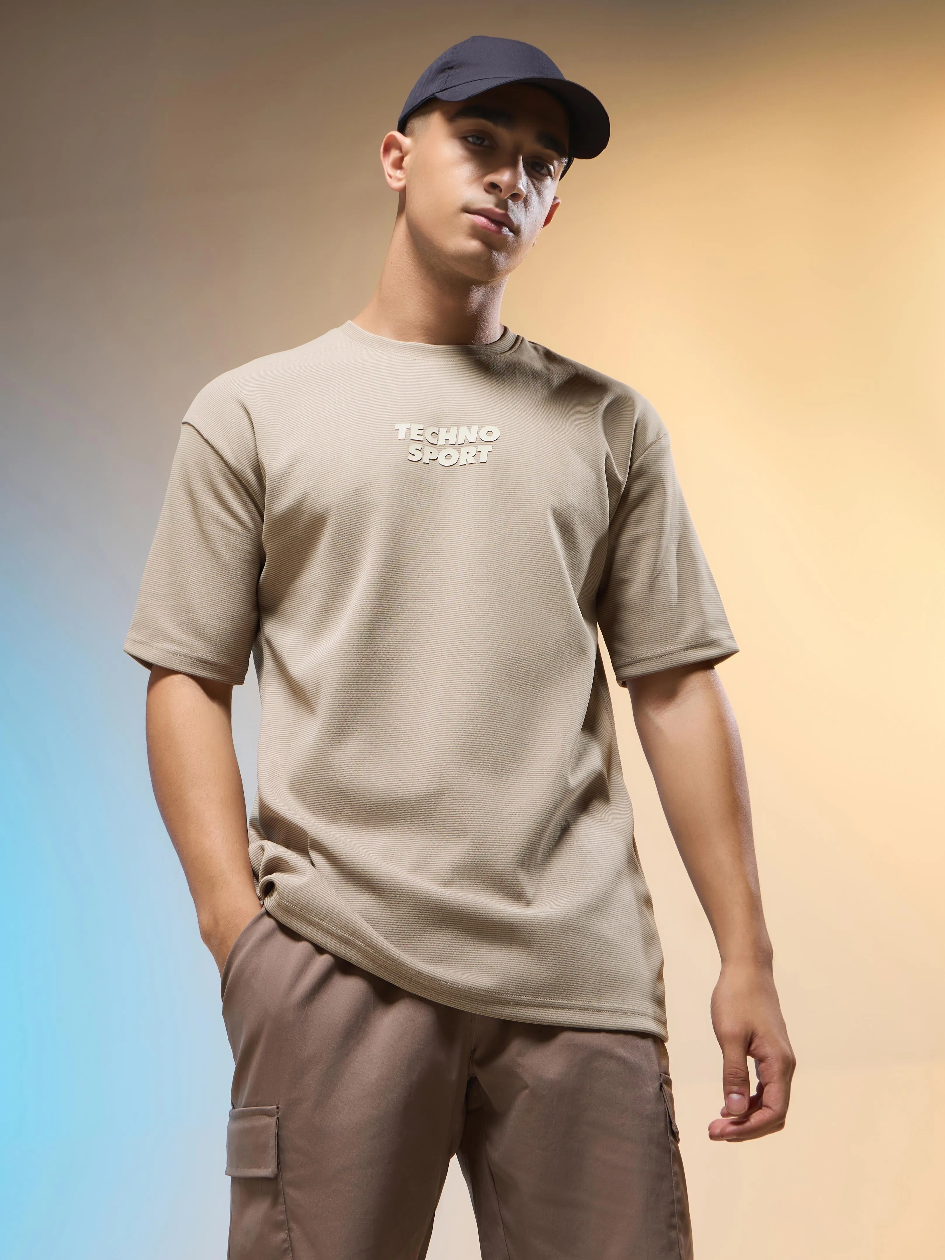 Classic Suit Comfort waistband Men Printed Relaxed Fit Round Neck T-shirt with COTFLEX