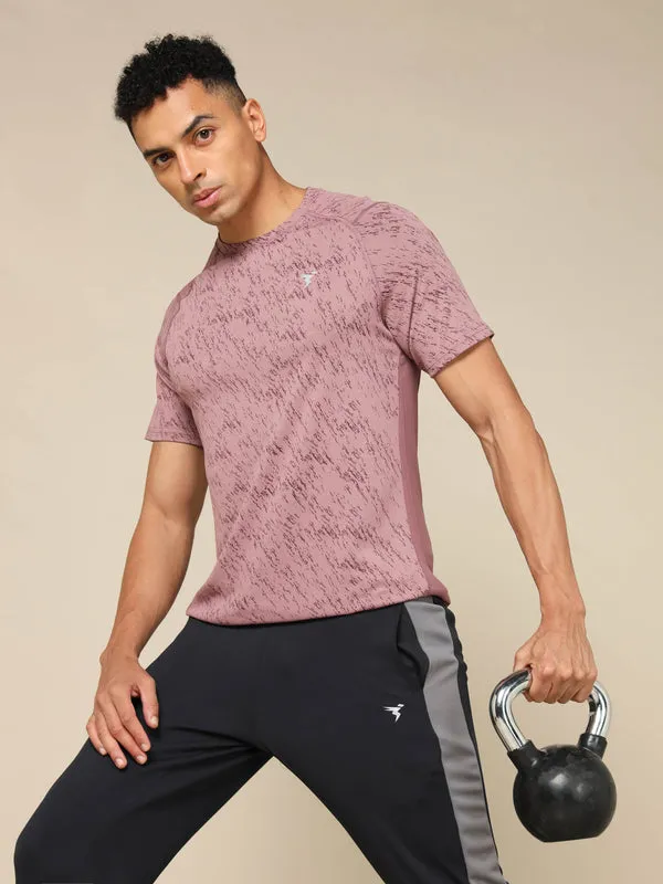 Plus size clothing Outdoor Adventure Men Self Design Slim Fit Crew Neck T-shirt with DOUBLE COOL
