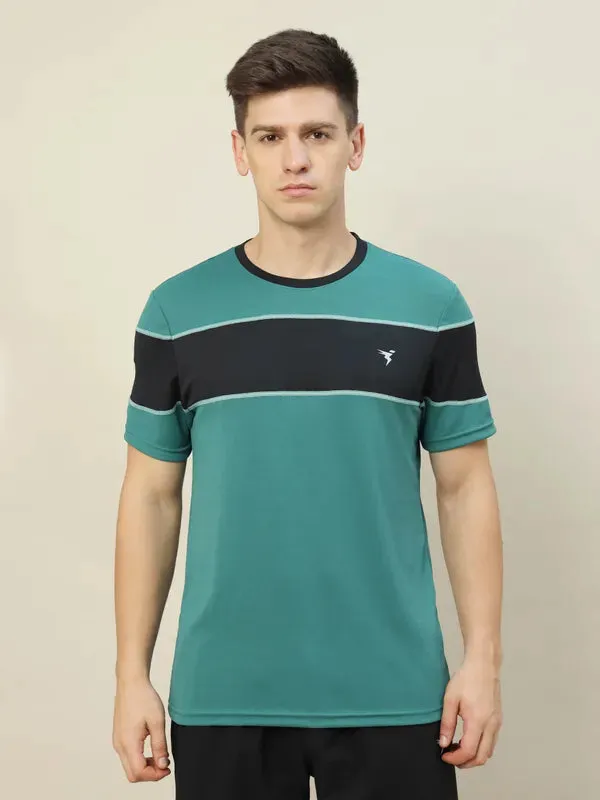 comfortable option WrinkleResistant Men Colorblock Slim Fit Crew Neck T-shirt with TECHNO COOL 