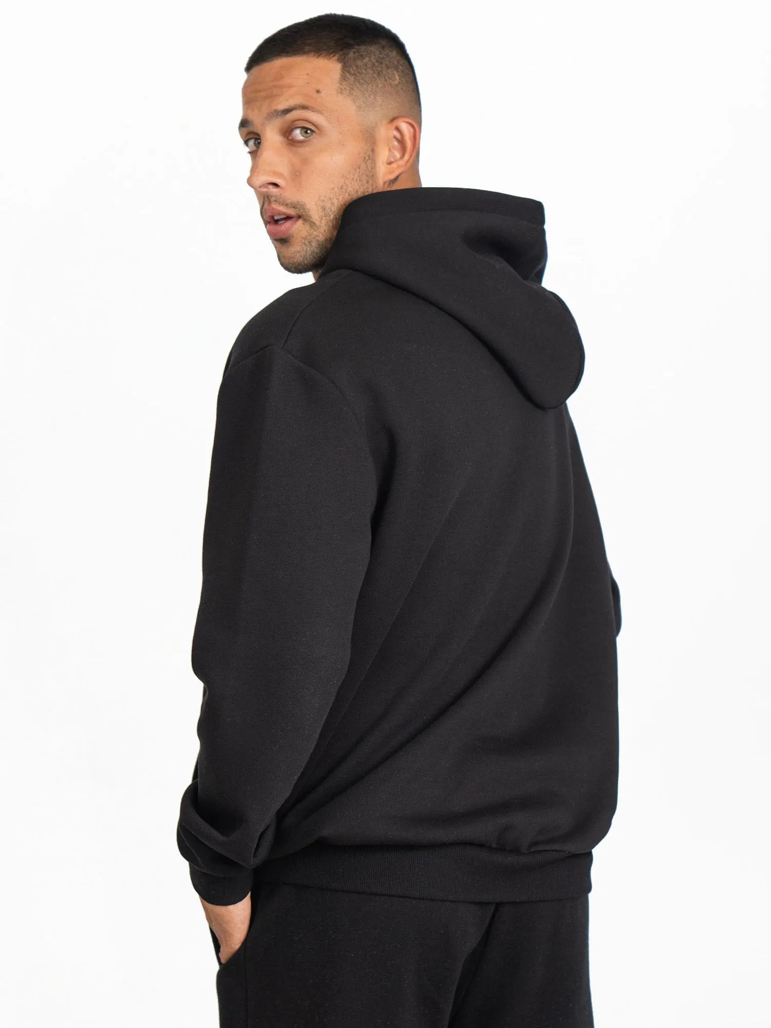 Scoop neck Unisex Hoodie - Black