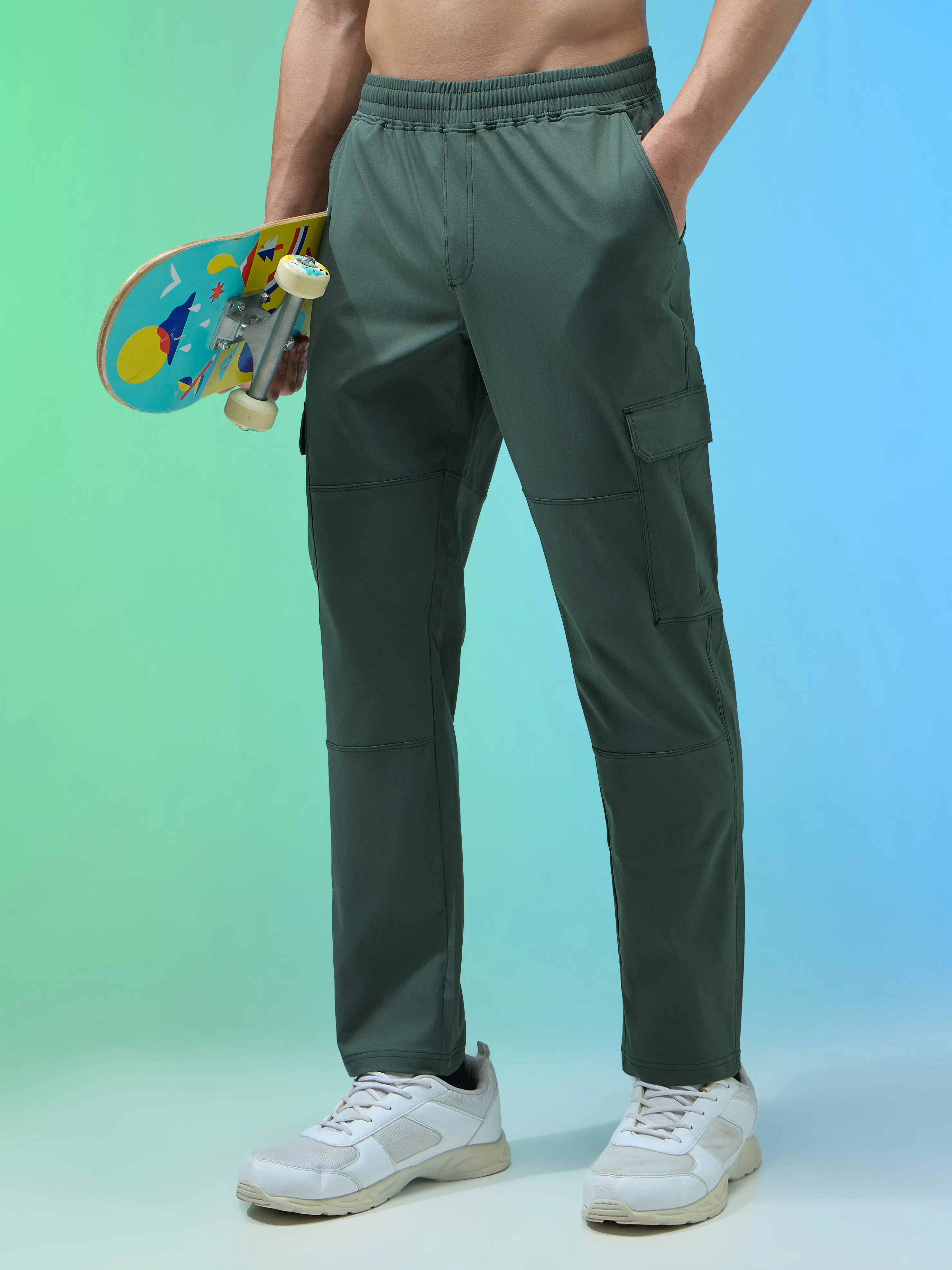 Casual Active Wear Athlete Leggings Capri Men Solid Straight Fit Sports Cargo Trackpants with TS FLEXI