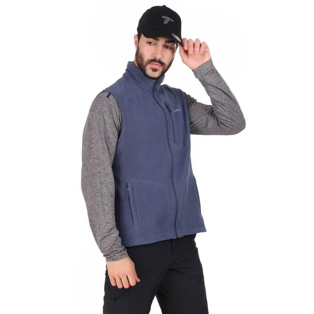 Columbia Men Blue Fast Trek Fleece Vest Modern Casual Daily Chill