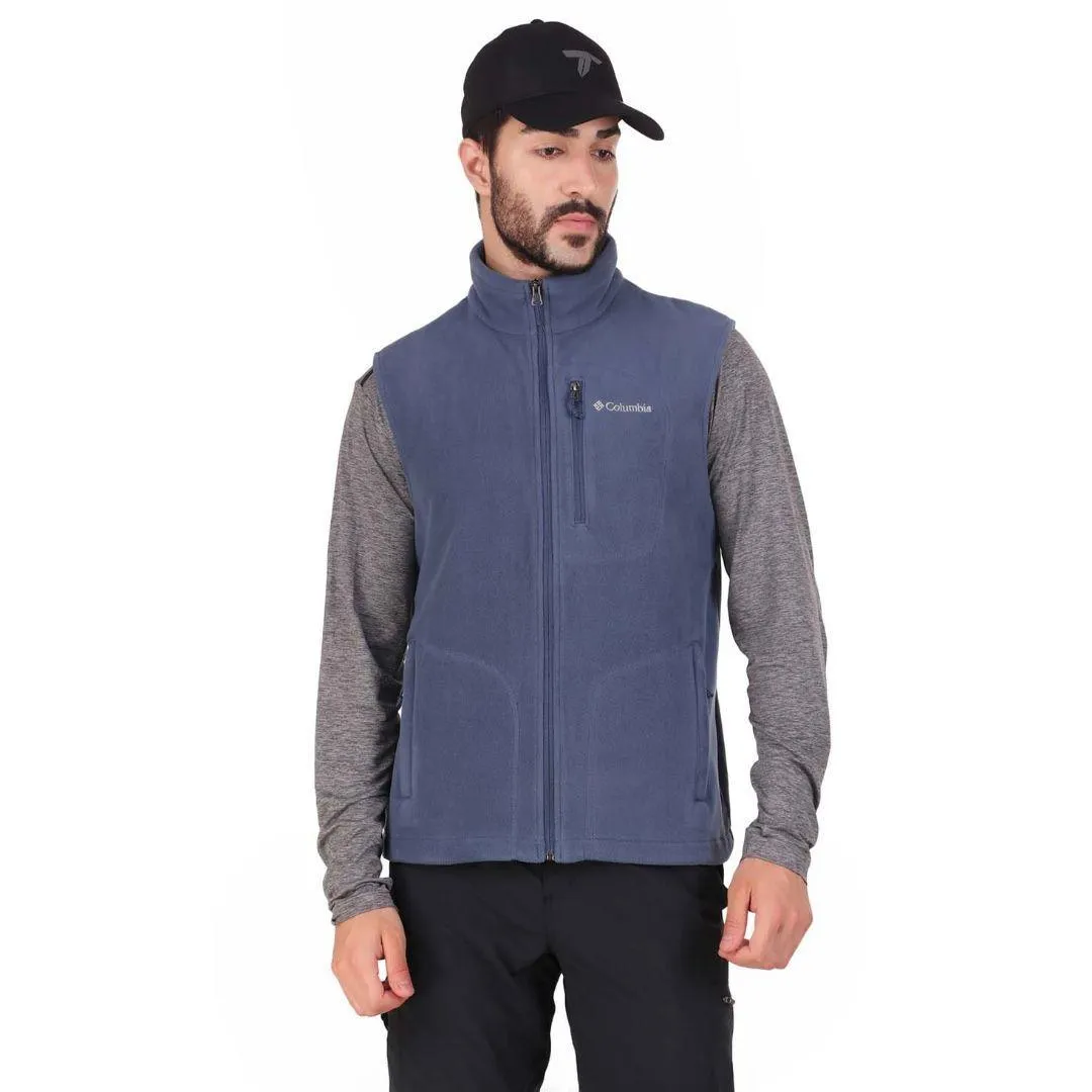 Smooth Texture Casual Outdoor Columbia Men Blue Fast Trek Fleece Vest