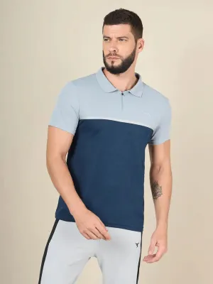 Office Attire SingleJersey Knit Men Colorblock Slim Fit Polo T-shirt with TECHNO COOL 