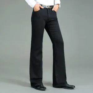 Temperature Regulating Fabric Men's Winter Thick Horned Jeans Warm Thicken Plus Velvet Flare Pants