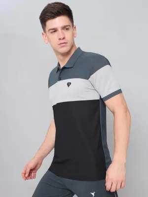 Timeless Layers DoubleLayered Fabric Men Colorblock Slim Fit Polo T-shirt with MATPIQ
