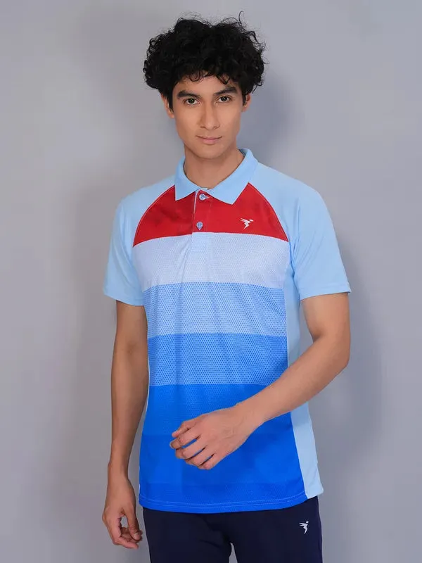 Men Printed Slim Fit Polo T-shirt with TECHNO COOL  Matte Surface Texture