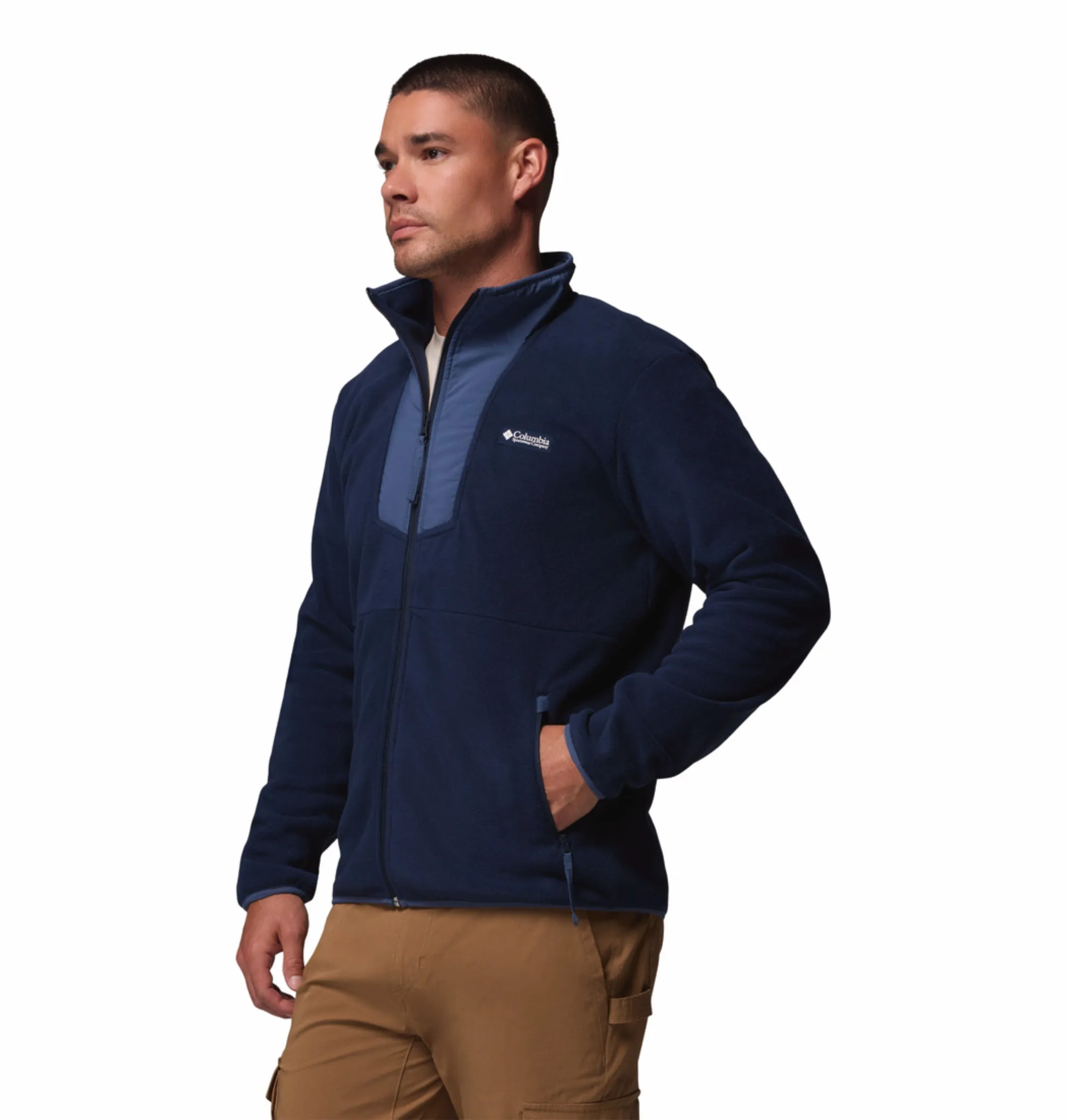 Columbia Men Navy Blue Sequoia Grove Fleece Jacket Soft Touch