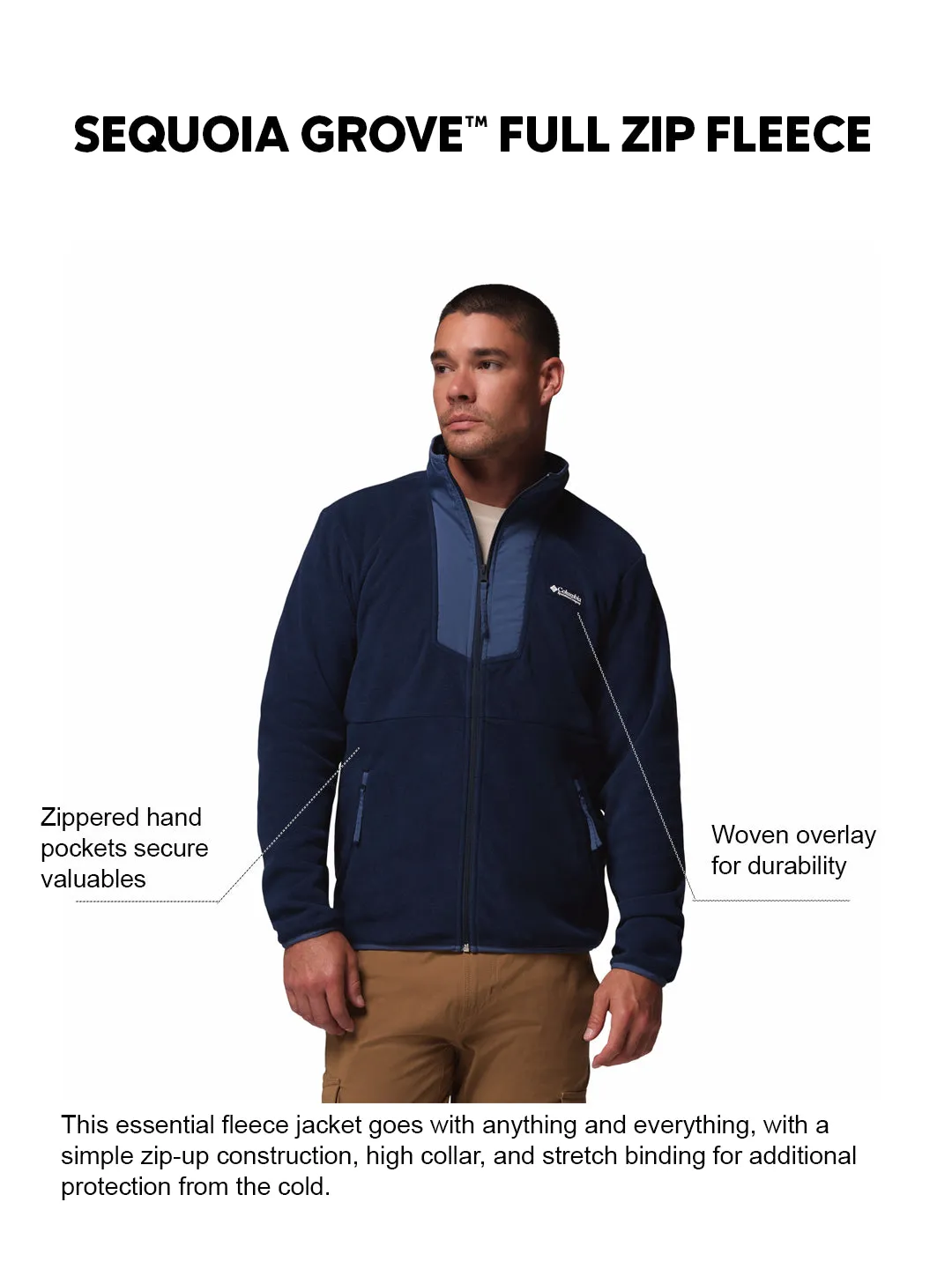 Unisex Fit Grab And Go Columbia Men Navy Blue Sequoia Grove Fleece Jacket