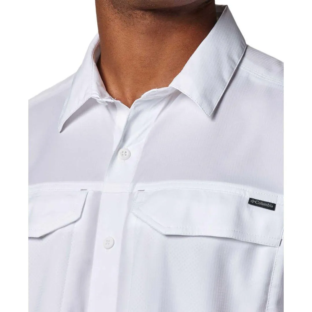 Movement Friendly Cyber Core Columbia Men White Silver Ridge Lite Short Sleeve Shirt (Sun Protection)