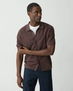 Theory Cairn Short Sleeve Shirt in Cotton - Dark Mocha Easy Tunic