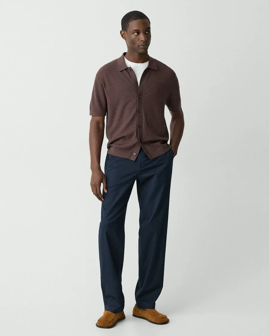 Theory Cairn Short Sleeve Shirt in Cotton - Dark Mocha Elegant Coat Polish Glow