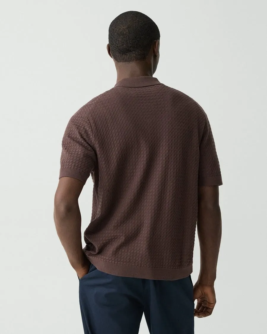 Comfort waistband Theory Cairn Short Sleeve Shirt in Cotton - Dark Mocha