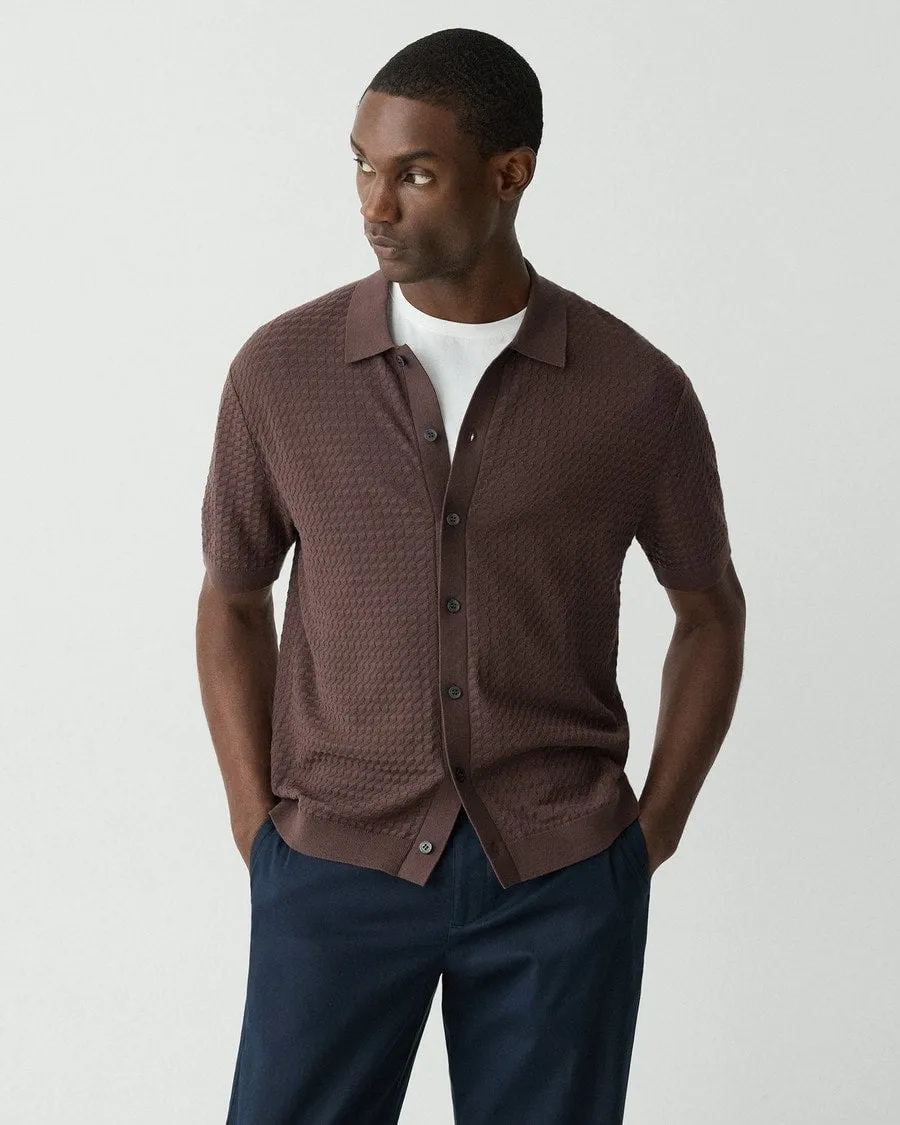 Theory Cairn Short Sleeve Shirt in Cotton - Dark Mocha Vintage Soul