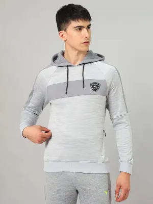 StretchWaistband Men Melange Slim Fit Hooded Jacket with TECHNO GUARD