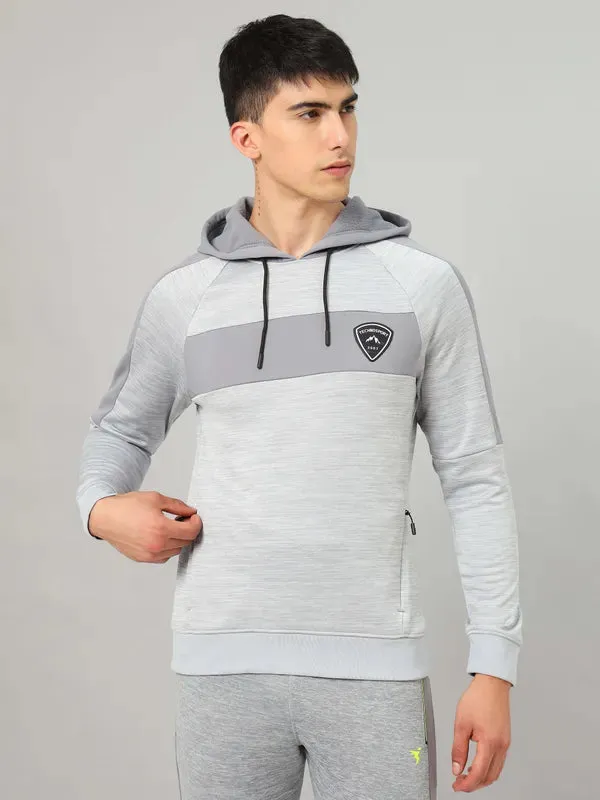 Men Melange Slim Fit Hooded Jacket with TECHNO GUARD Love Energy