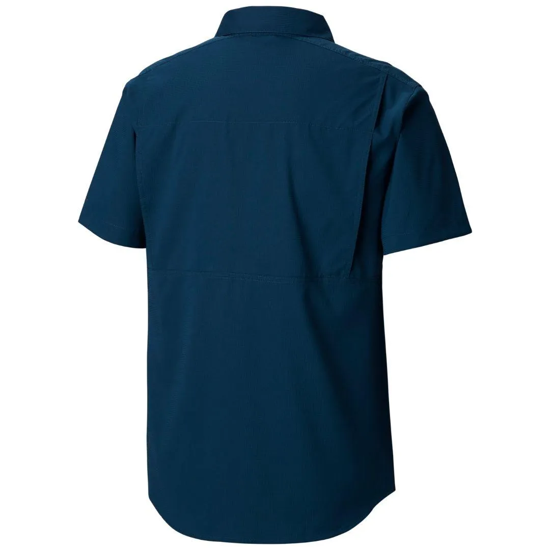 Columbia Men Blue Silver Ridge Lite Short Sleeve Shirt (Sun Protection) DurableReinforcedElbow Silent Mood