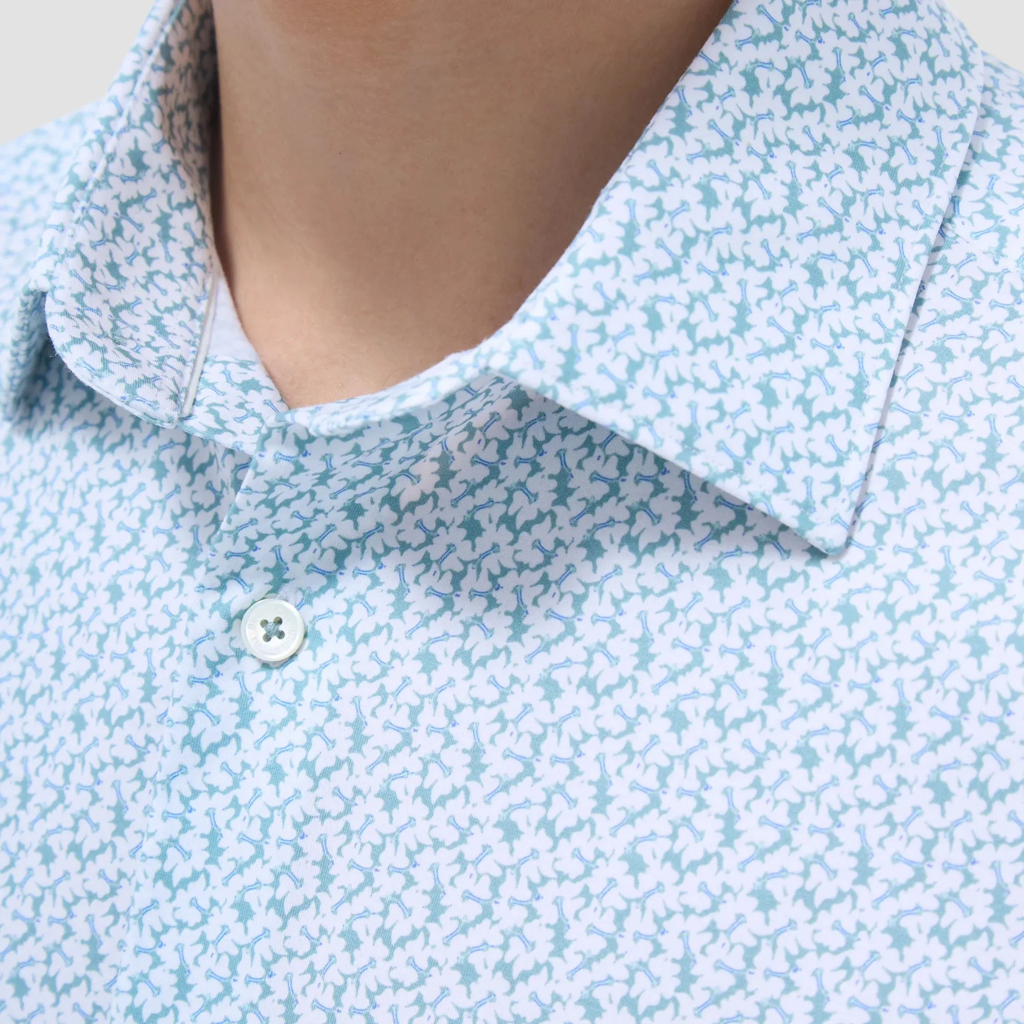 elastic waistband Bugatchi Miles Floral OoohCotton Short-Sleeve Shirt - Mint