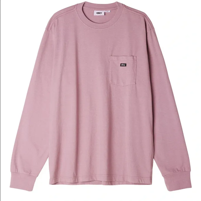 Obey magletta manica lunghe da uomo con tasca 131030116 lilla Fit Flex Casual Comfort Look
