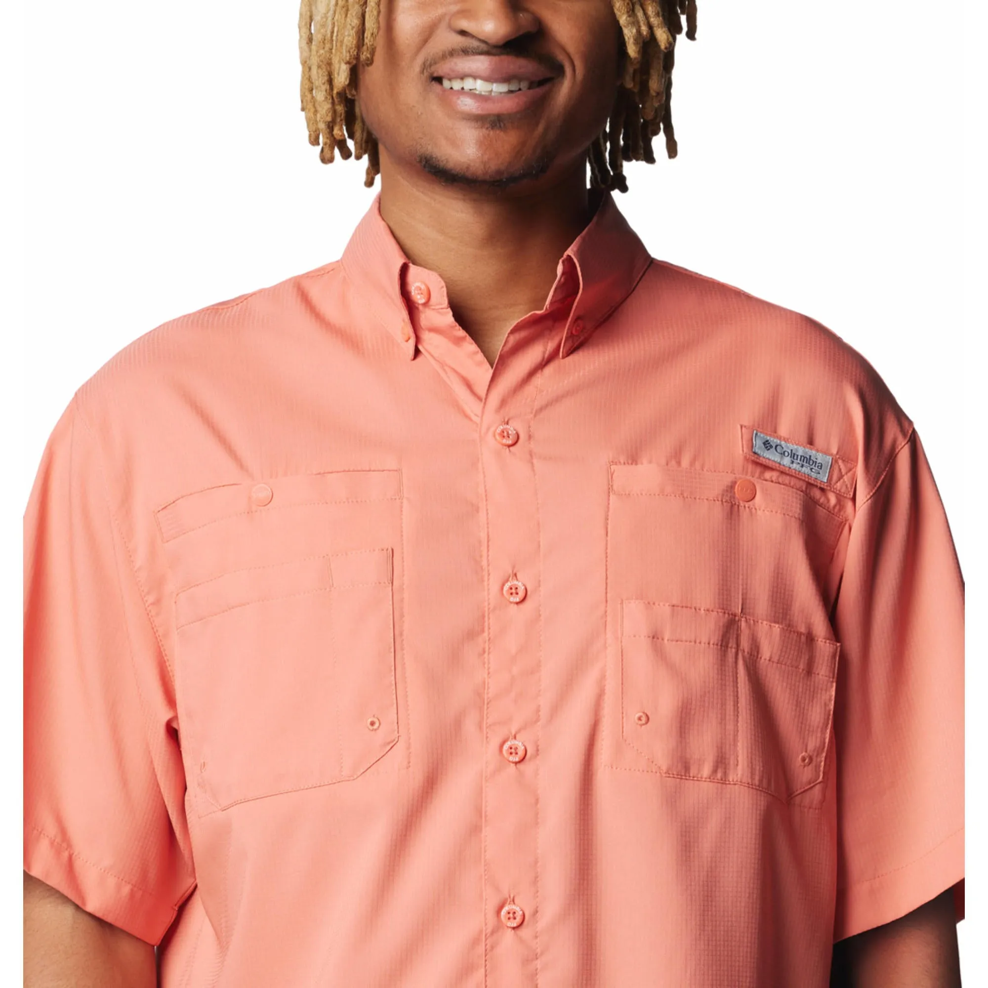 Columbia Men Orange Tamiami II SS Shirt (Sun Protection) Plane Mood