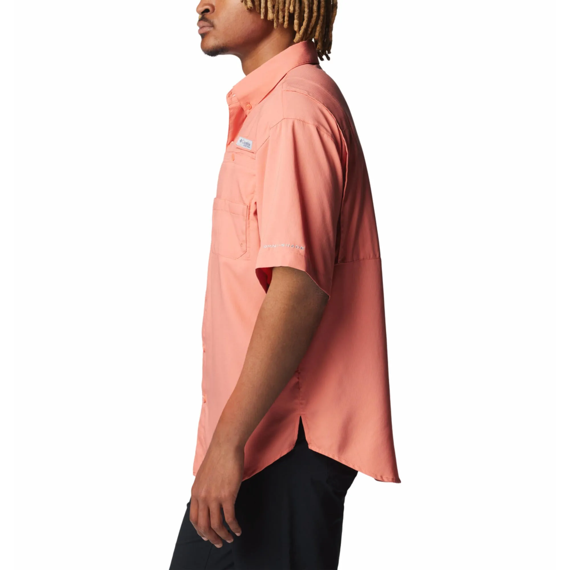 Columbia Men Orange Tamiami II SS Shirt (Sun Protection) High End Lake Glow