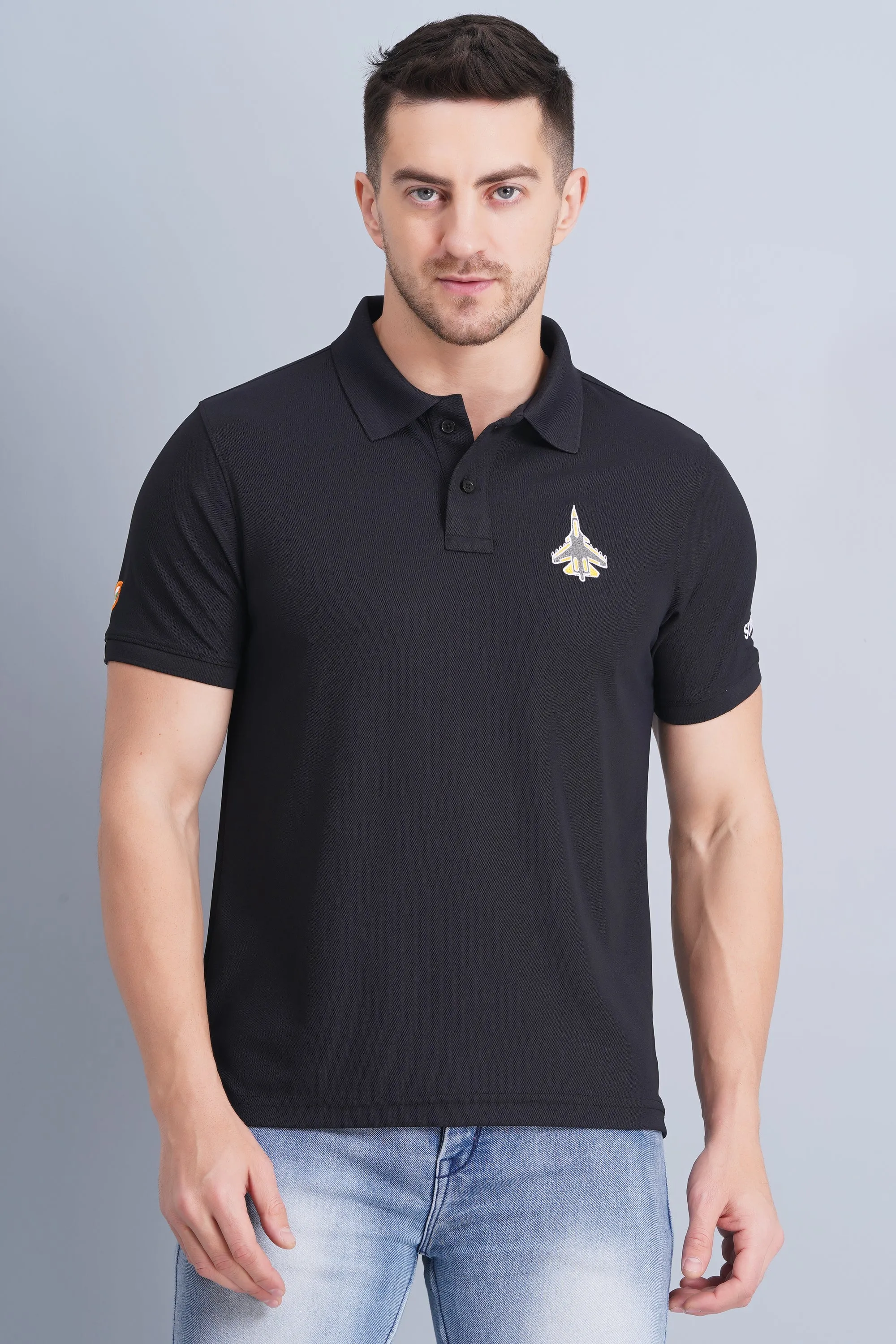 Comfy Apparel Premium Top Men's Polo T Shirt SUKHOI-30 BLACK