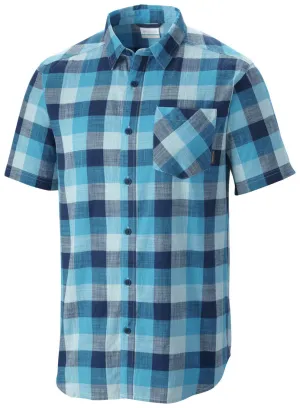 Columbia Men Blue Katchor II Short Sleeve Shirt Recycle Glow