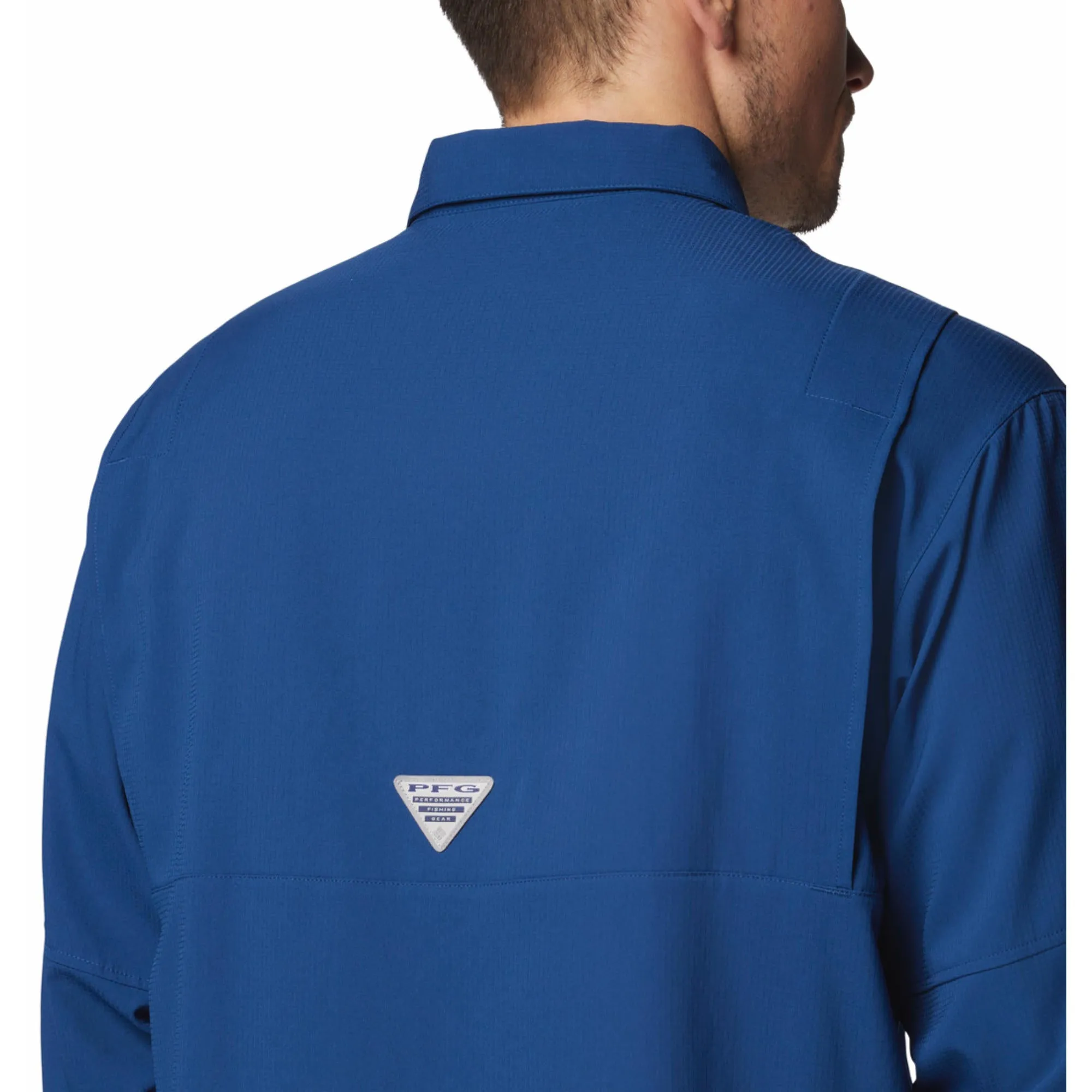 Wrinklefree Columbia Men Blue Tamiami II LS Shirt (Sun Protection)