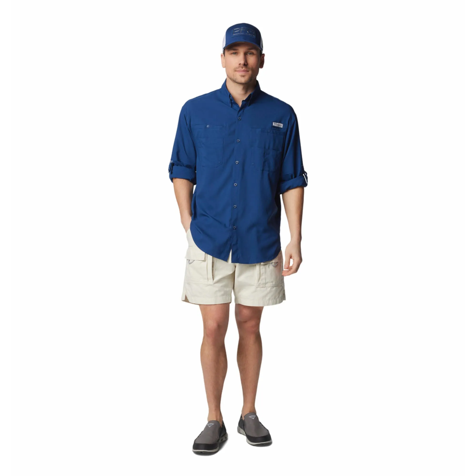 SoftTouchLining Charm Core Columbia Men Blue Tamiami II LS Shirt (Sun Protection)