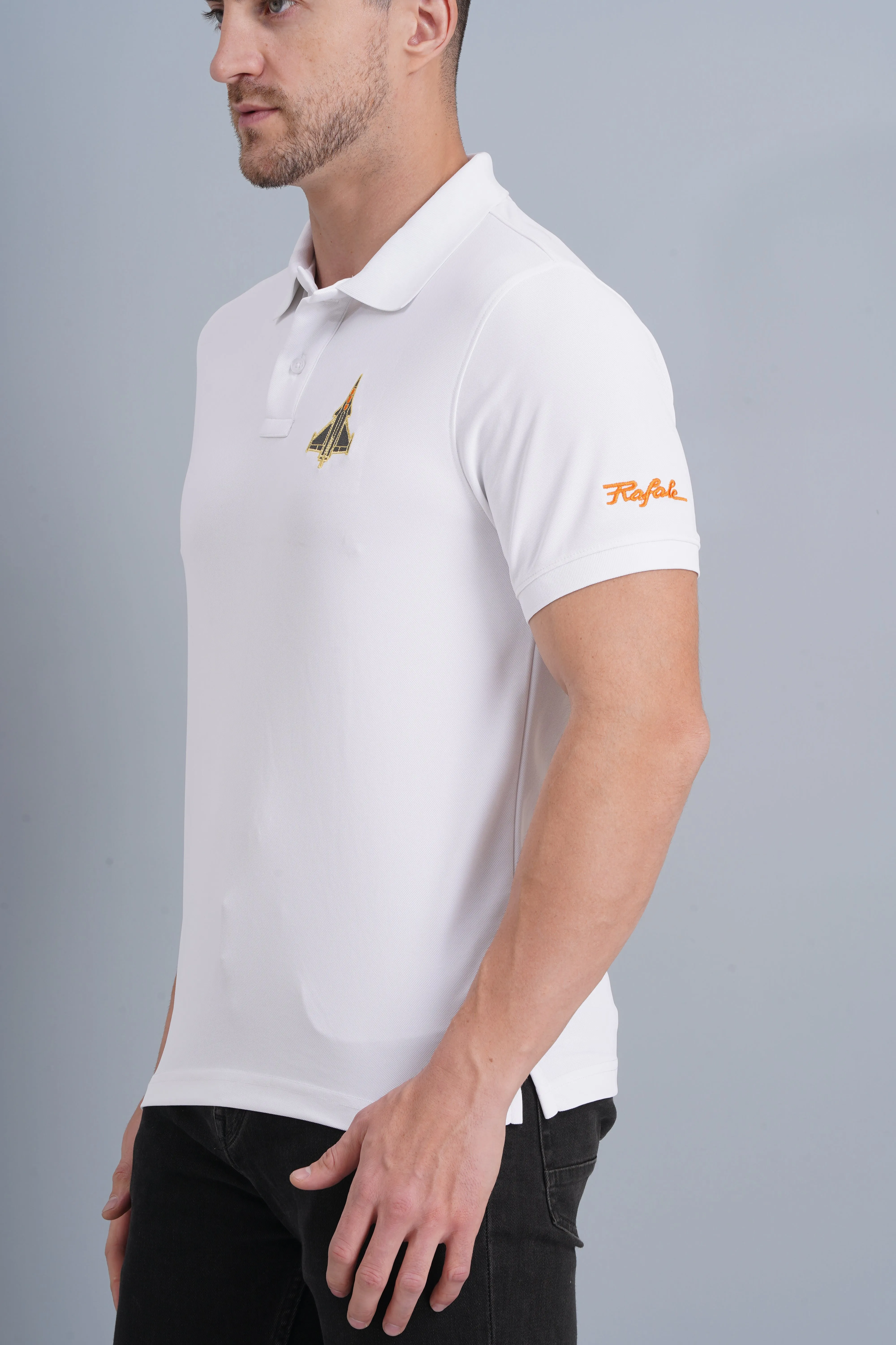 Summer Wear Men's Polo T Shirt Rafale White