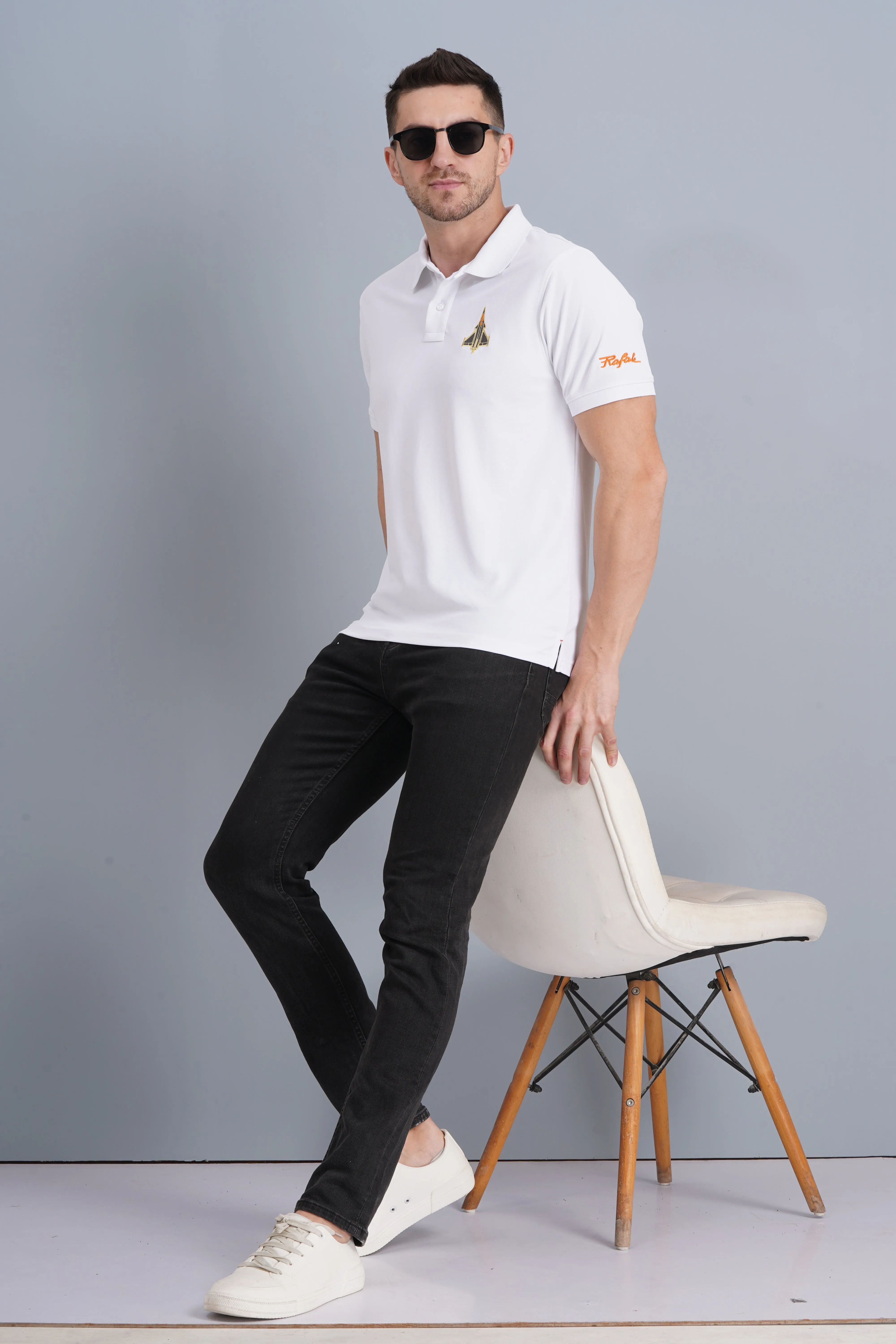 QuickDry Material Trendy Design Men's Polo T Shirt Rafale White