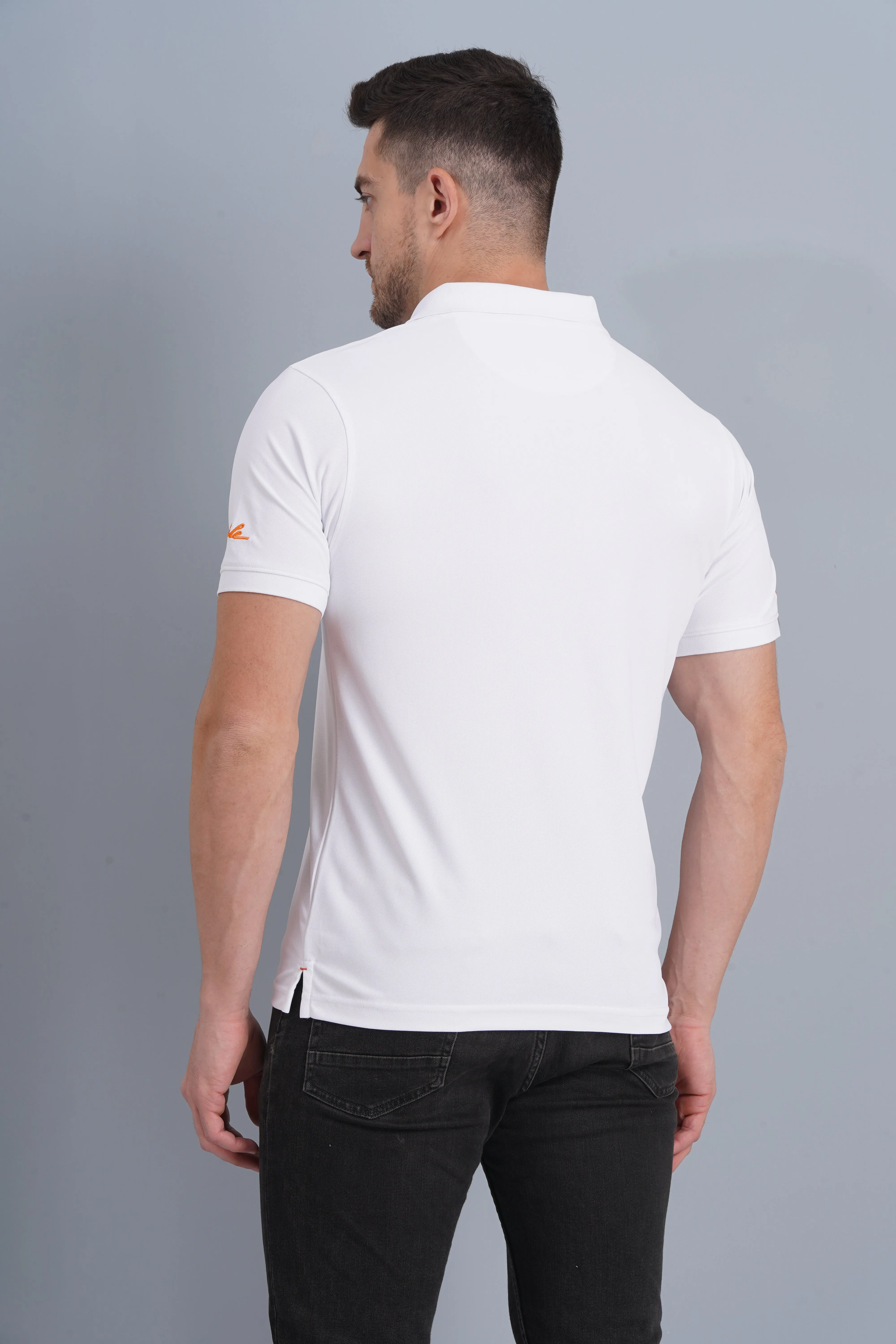 Classic Look SingleJersey Knit Men's Polo T Shirt Rafale White
