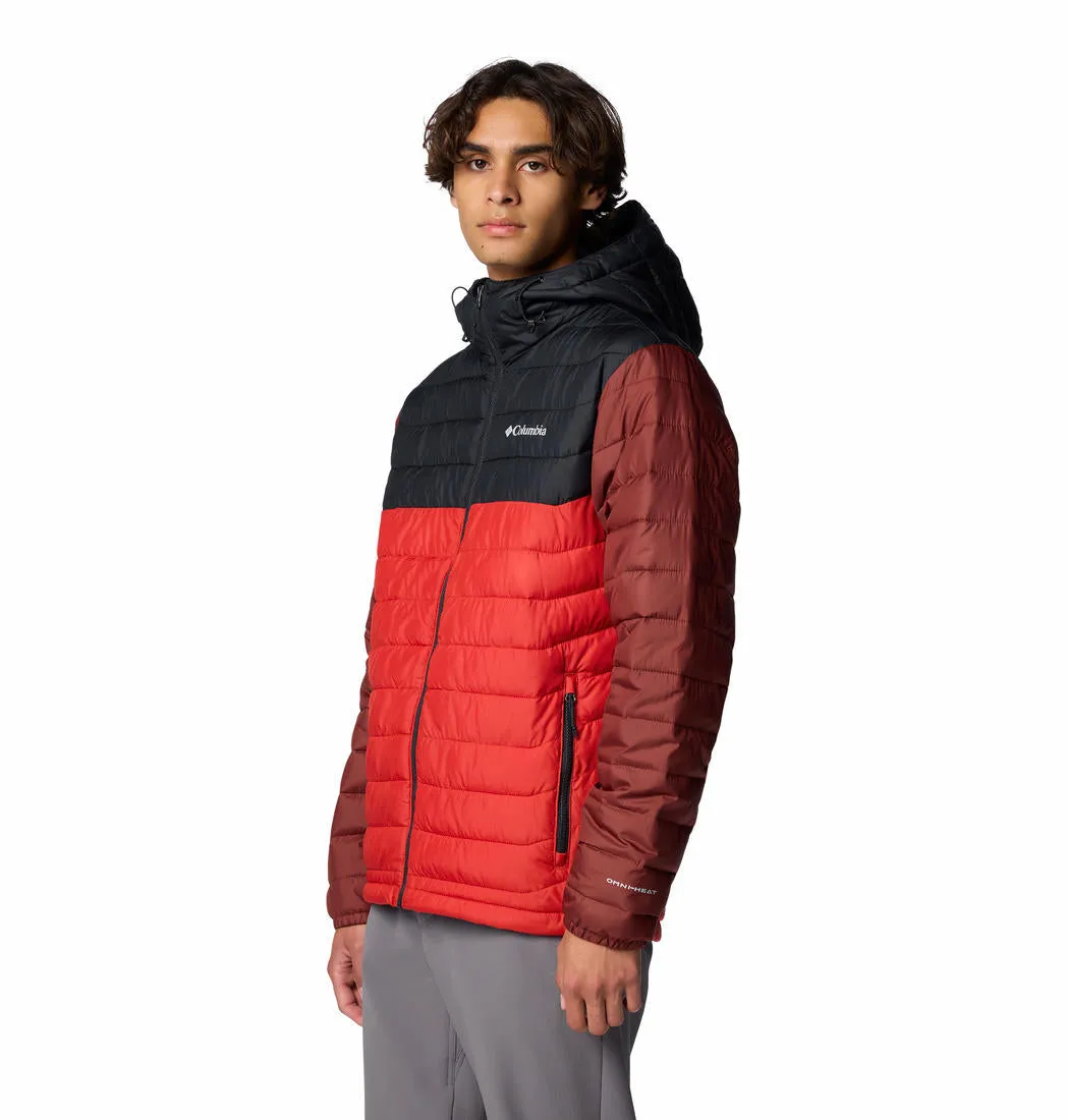 Columbia Men Red Powder Lite II Hooded Jacket Layered Look VentilatedPanels
