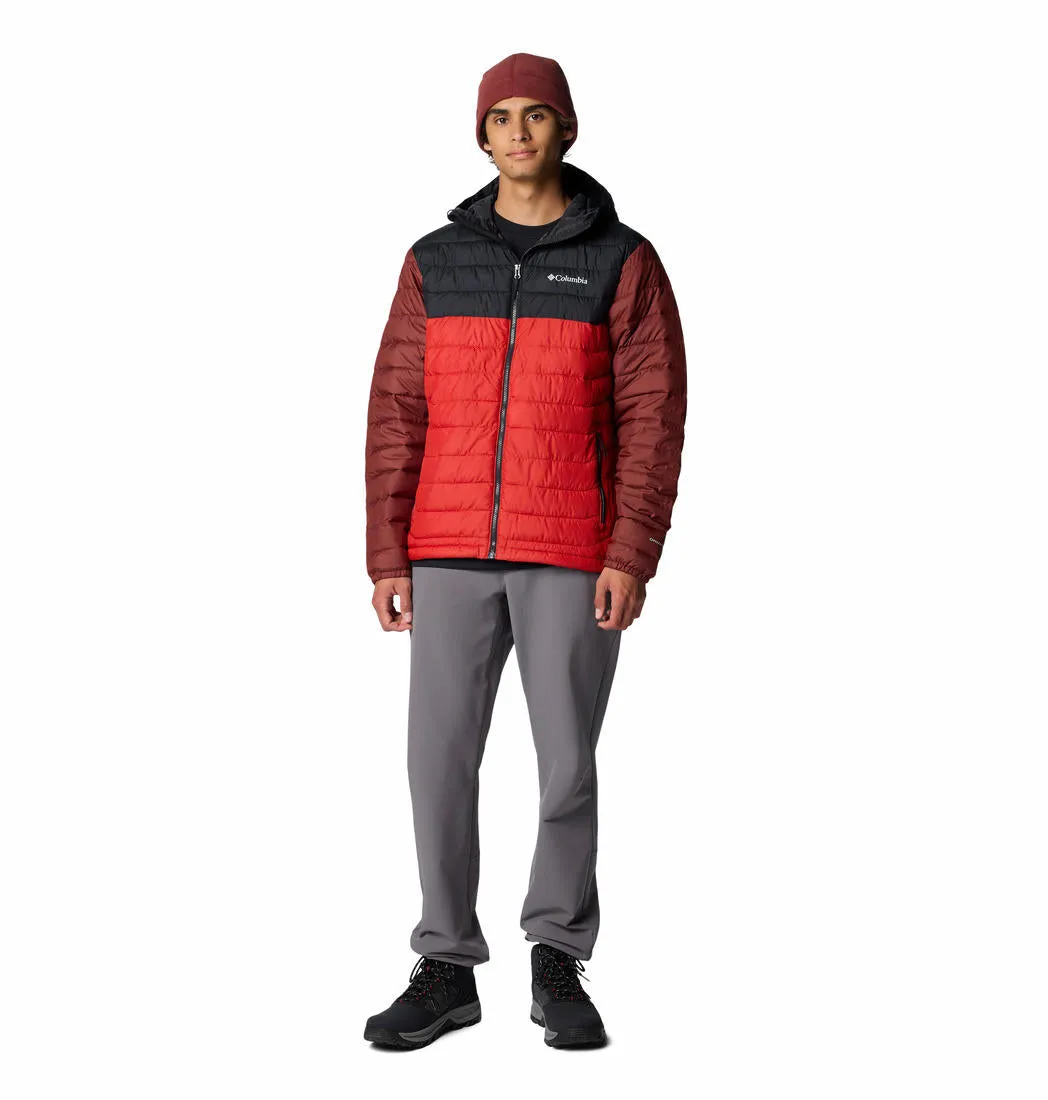 Columbia Men Red Powder Lite II Hooded Jacket Compression Fold Design