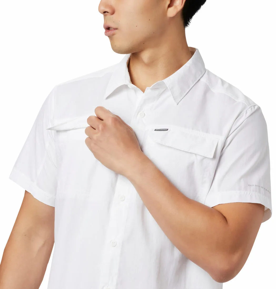 Easy Layering Smart Design Columbia Men White Silver Ridge 2.0 Short Sleeve Shirt (Sun Protection)