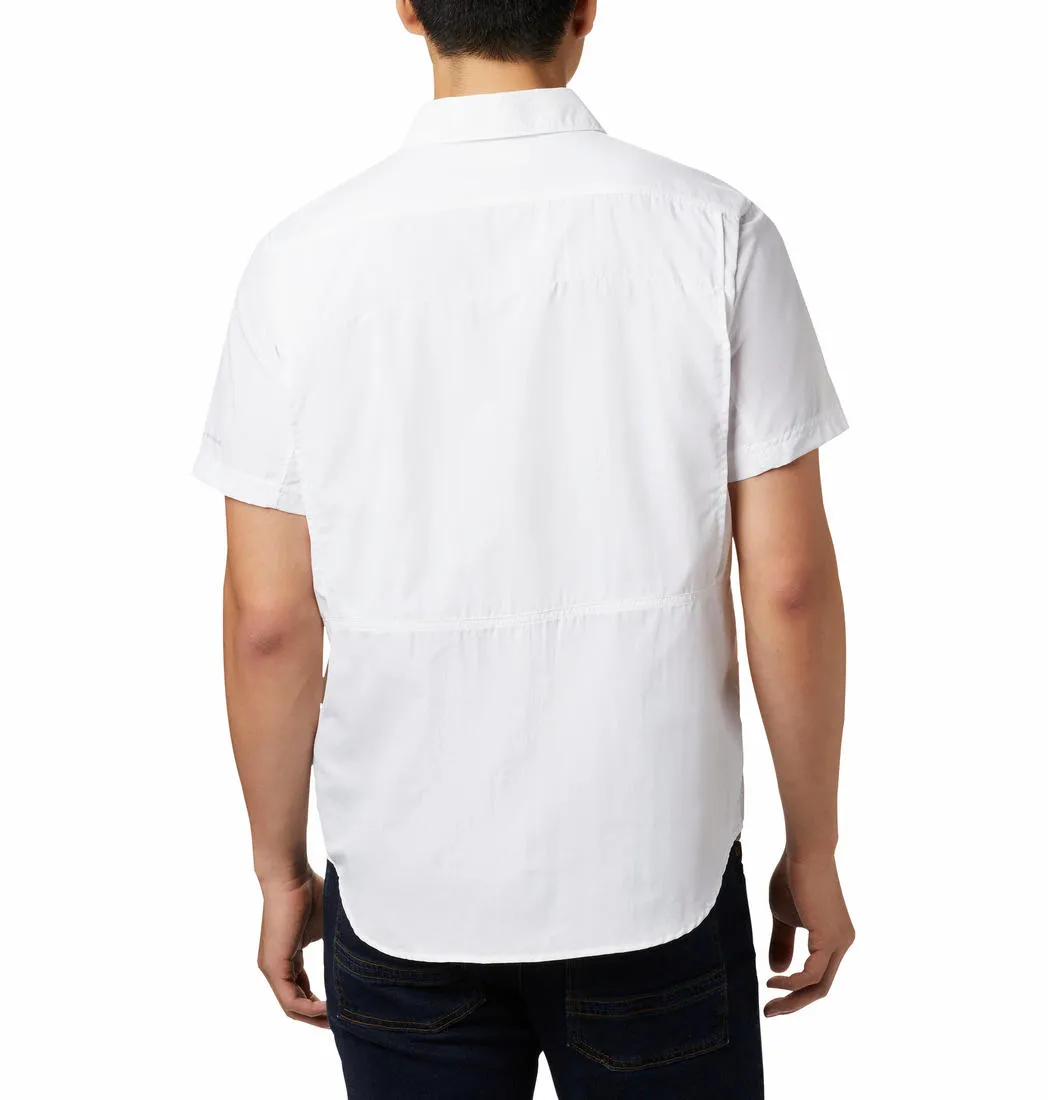 All Day Layered Look Columbia Men White Silver Ridge 2.0 Short Sleeve Shirt (Sun Protection)