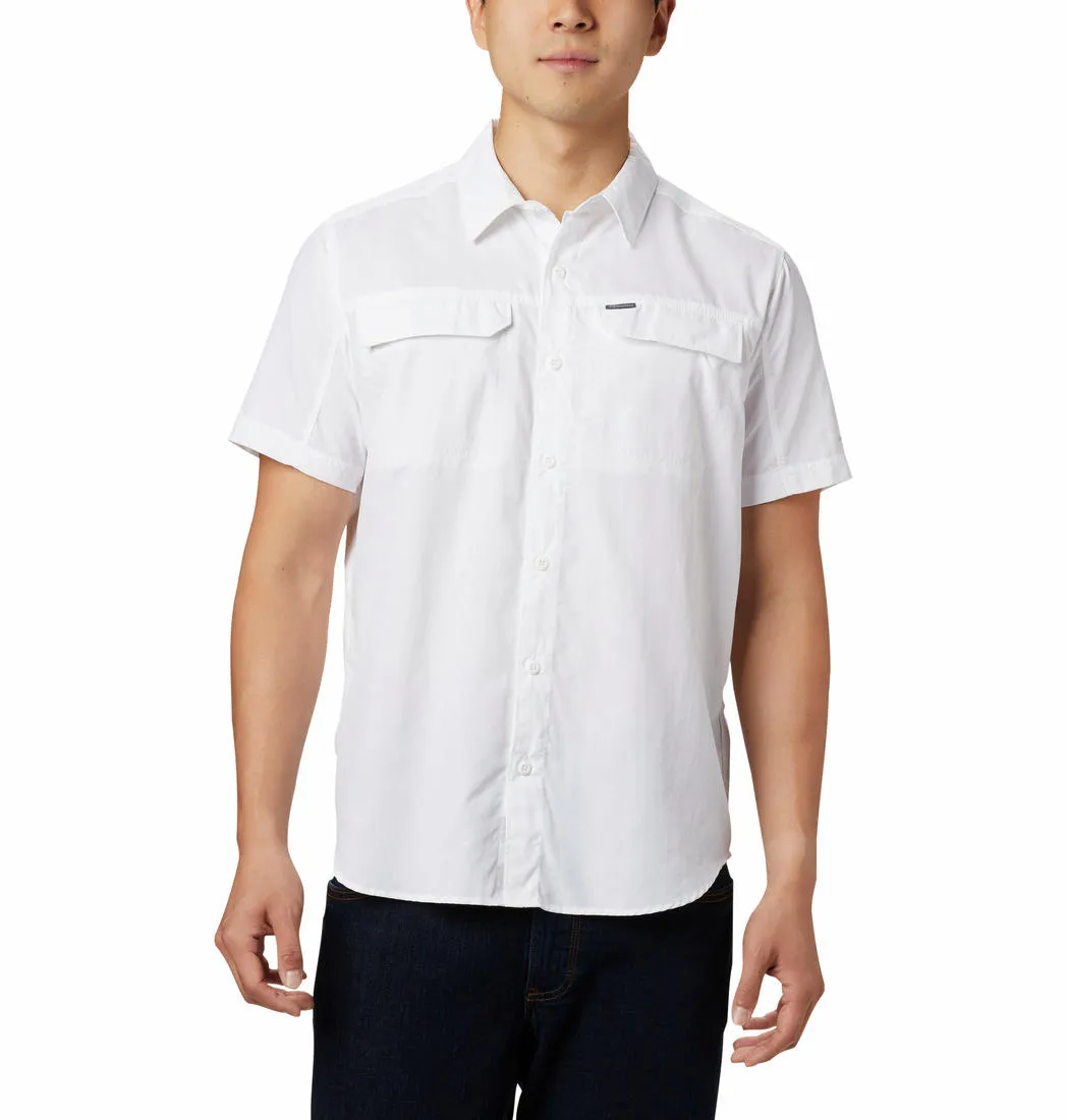 Columbia Men White Silver Ridge 2.0 Short Sleeve Shirt (Sun Protection) WrinkleResistantFabric