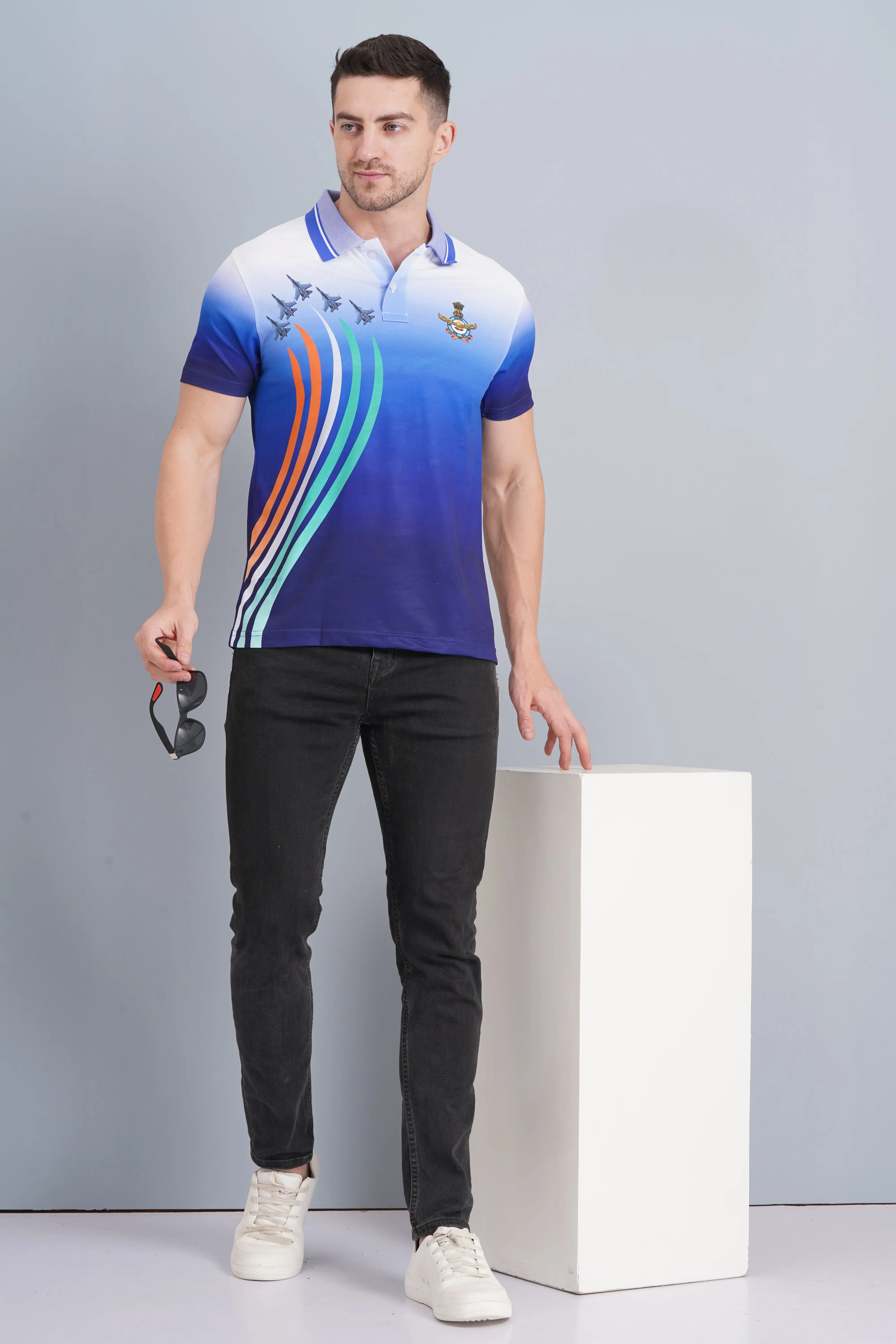 Summer Golf Men's AF Logo Polo T Shirt White