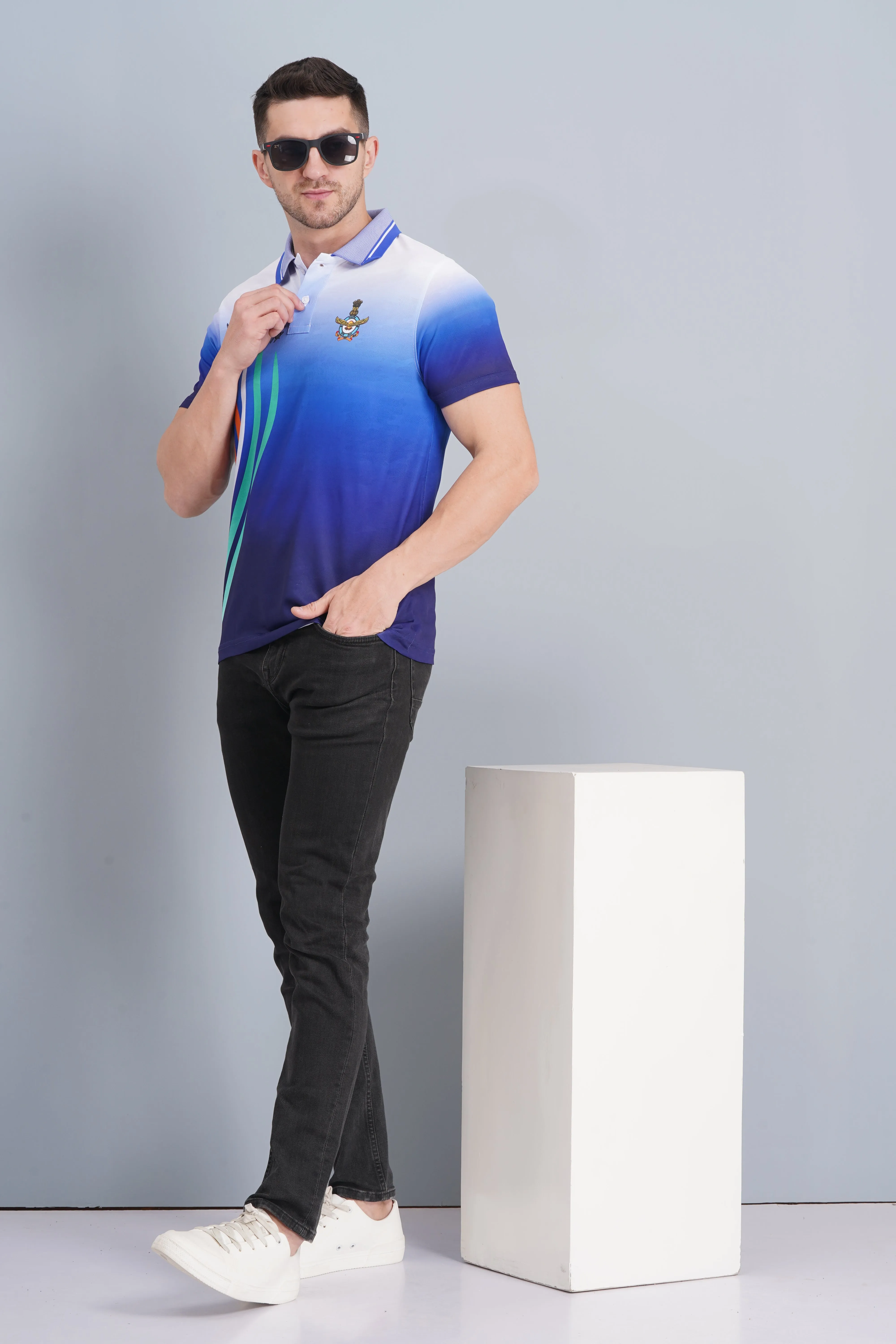 Smooth Flatlock Seams Breathable fabric Men's AF Logo Polo T Shirt White