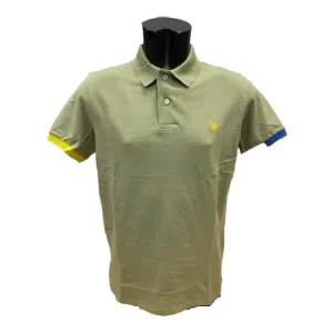 U.S. Polo Assn Polo Kory manica corrta con retrocollo a contrasto 6143750336 246 salvia-giallo oro Everyday Shirt