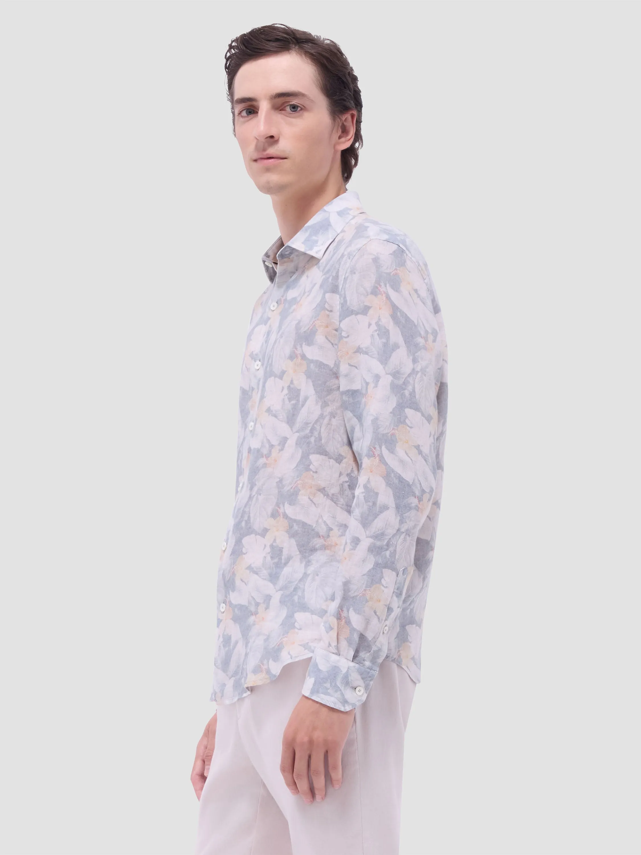 CompactFold Bugatchi Julian Floral Long-Sleeve Shirt - Shark