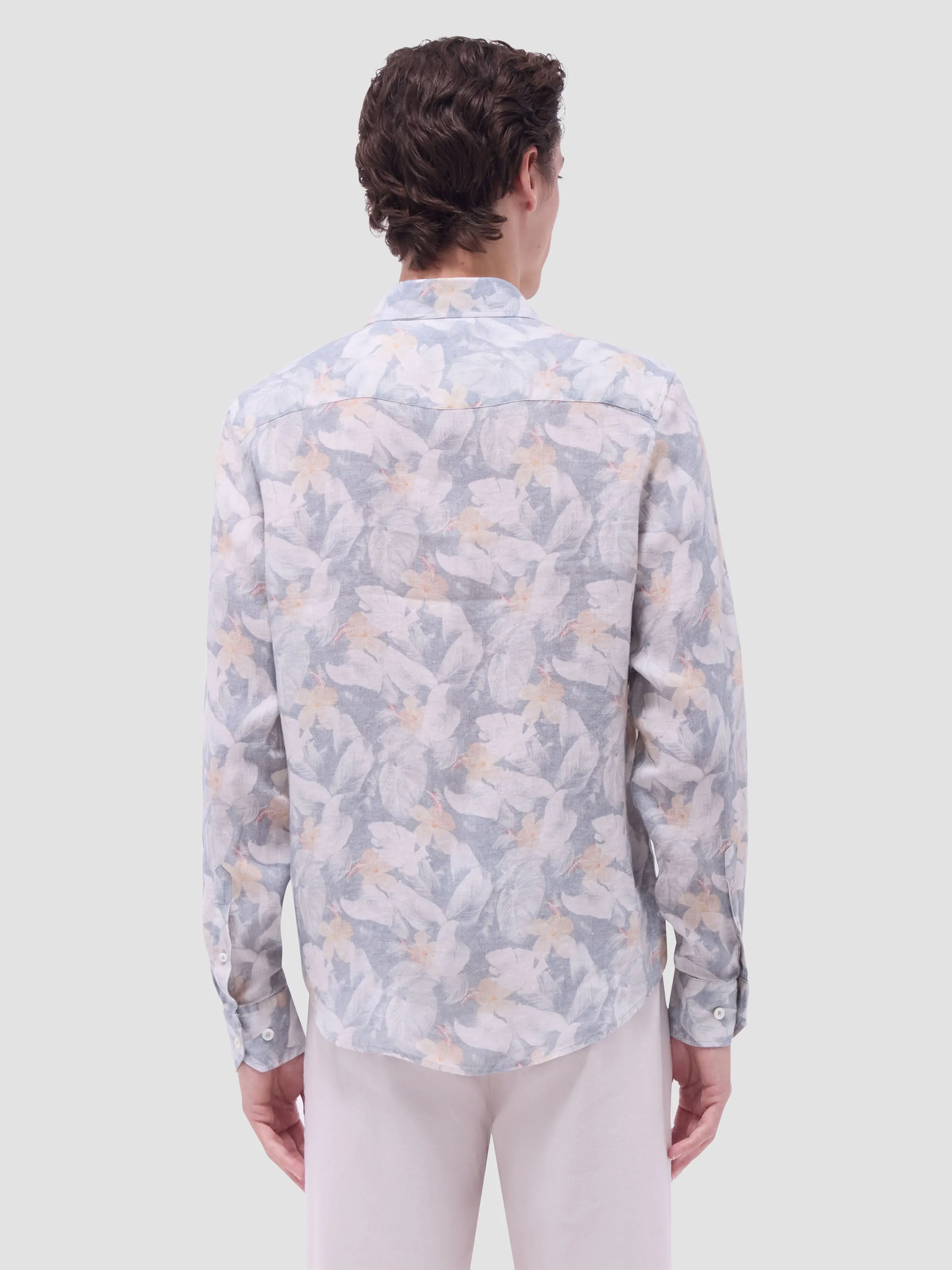 Bugatchi Julian Floral Long-Sleeve Shirt - Shark Sustainable Manufacturing Fine Weave