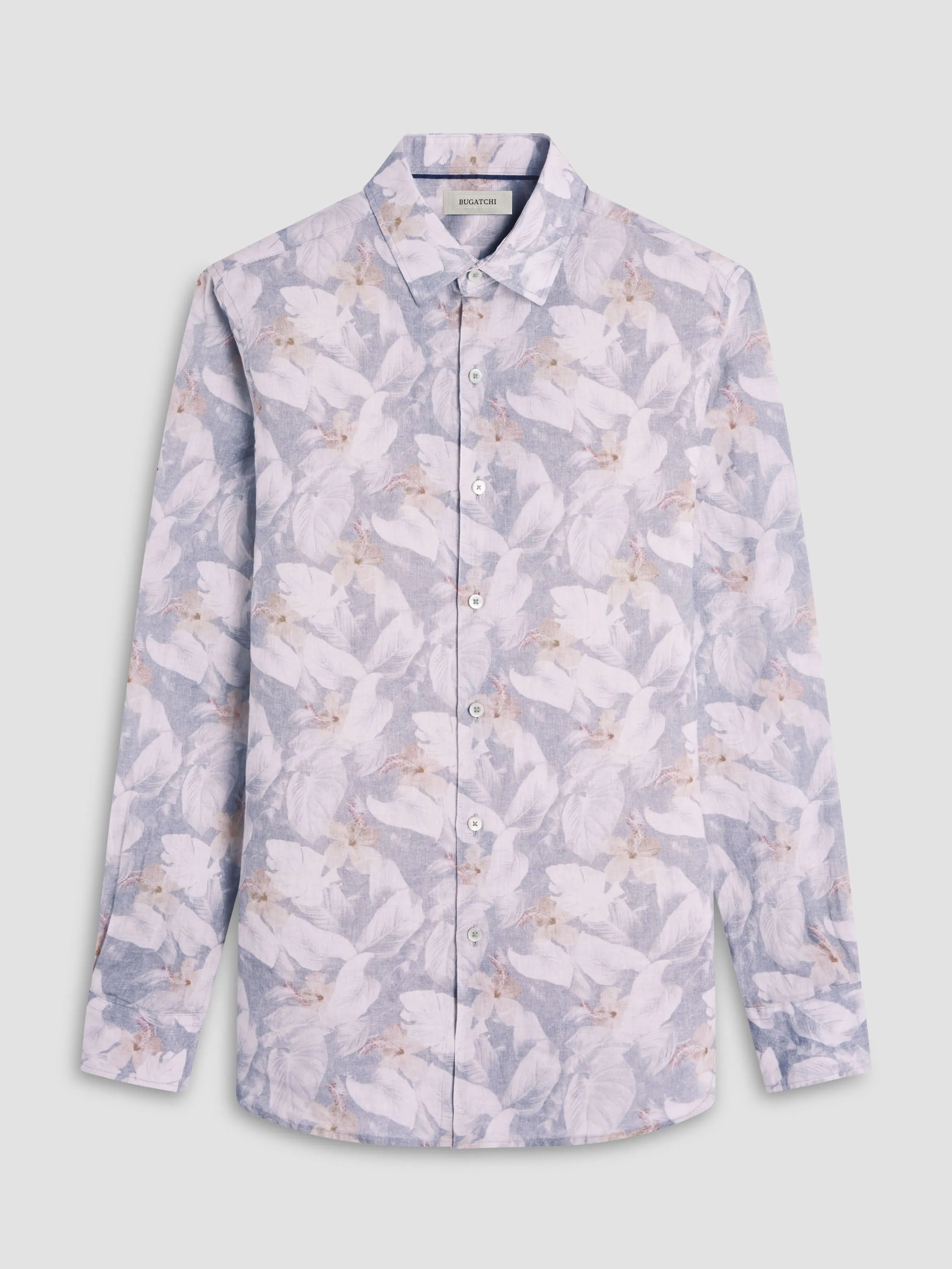 Bugatchi Julian Floral Long-Sleeve Shirt - Shark Flexible Material Digital Core