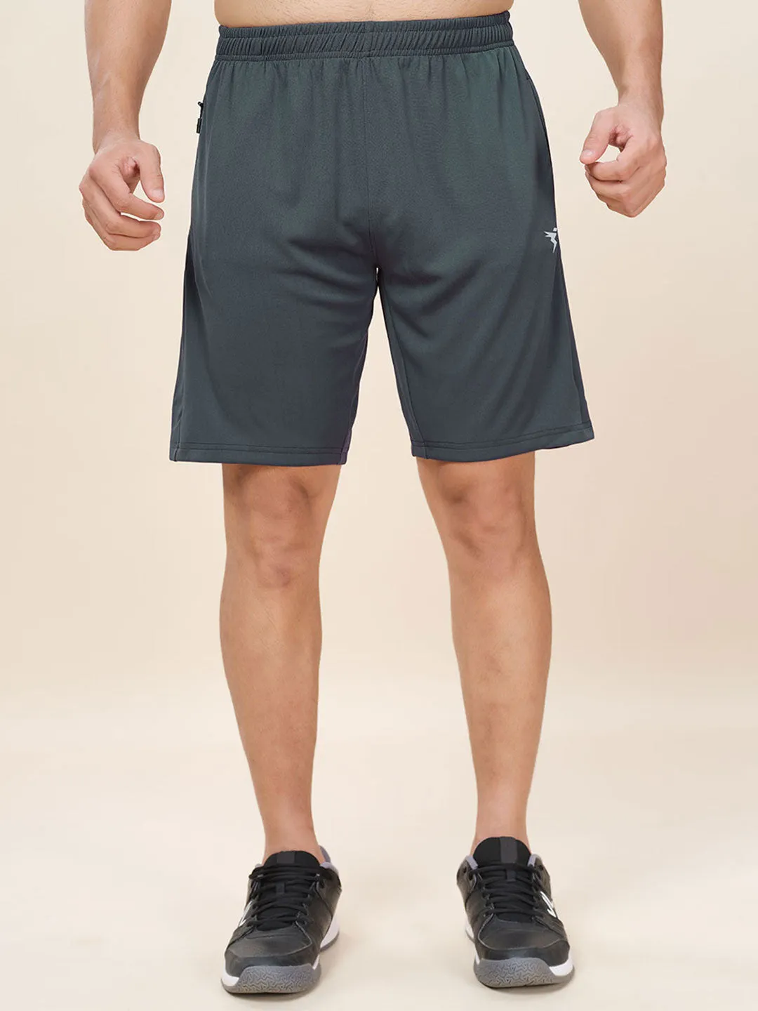 Men Plus Size Solid Slim Fit Active Shorts with TECHNO DRY Cool Basic Layer Ready