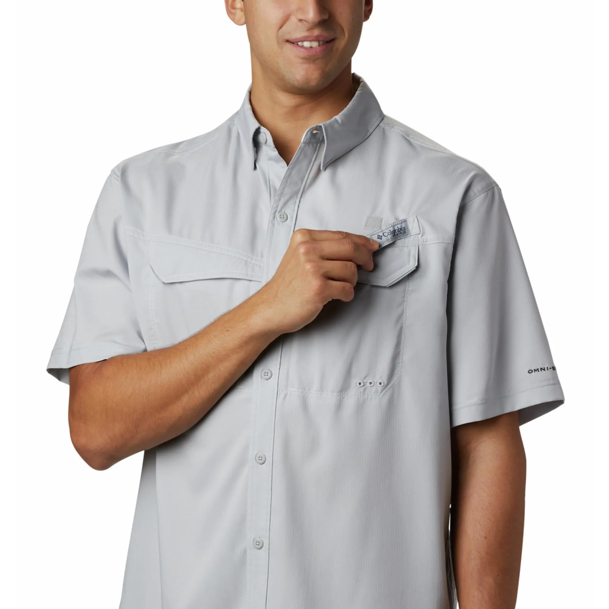 Columbia Men Black Low Drag Offshore SS Shirt (Sun Protection) Modular Attachment System Water Soul
