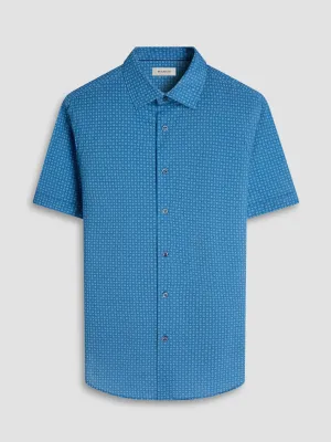 Bugatchi Miles OoohCotton Short-Sleeve Shirt - Indigo UVProtective Coating